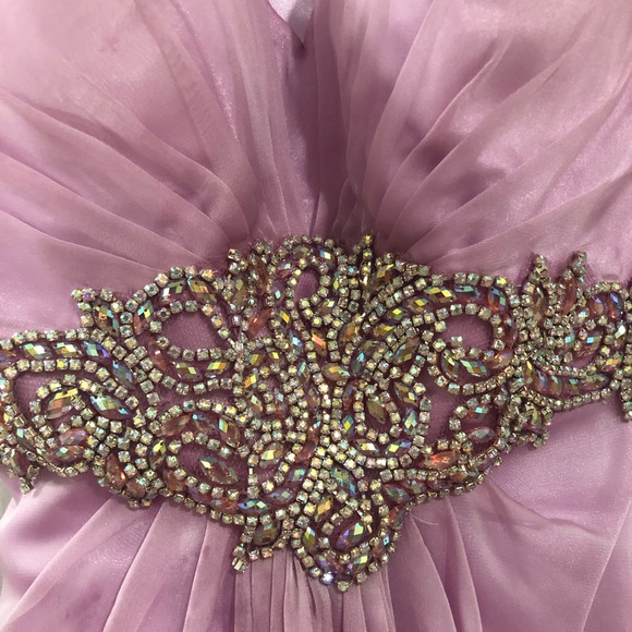 Lavender Prom Dress With Rhinestones + Rouching - Picture 6 of 8